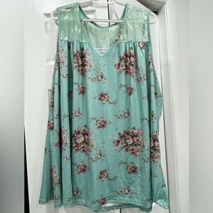 Floral Sleeveless Top - Mint Green
